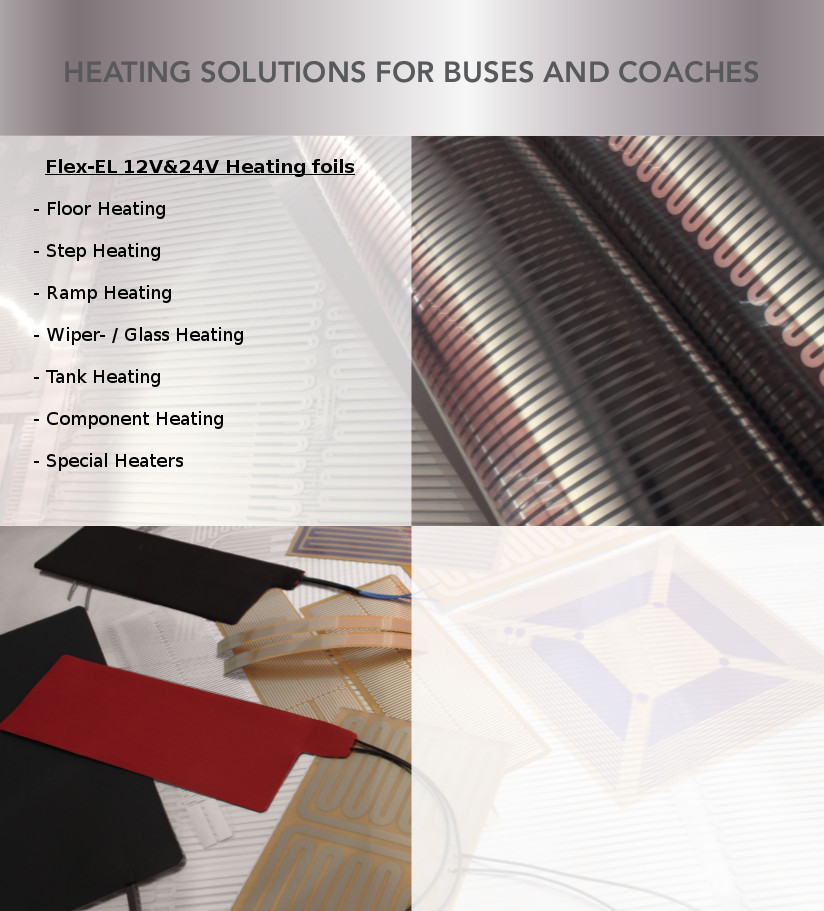 12V/24V step heating, ramp heating, wiper heating, glass heating, special heaters, tank heating, component heating